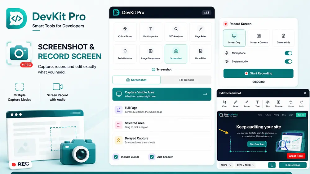 DevKit Pro Screenshot and Screen Recorder browser extension